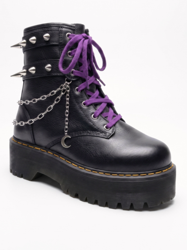 Bota Combat arnés con cadena y luna morado